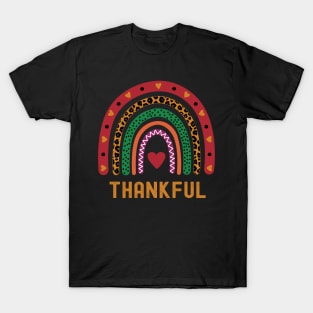 Thankful Boho Leopard Rainbow Heart T-Shirt